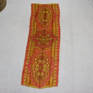Vera Neumann Long Silk Scarf Japan Handrolled 15x44 Pink Orange Mod Print